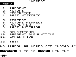 Verbs screenshot